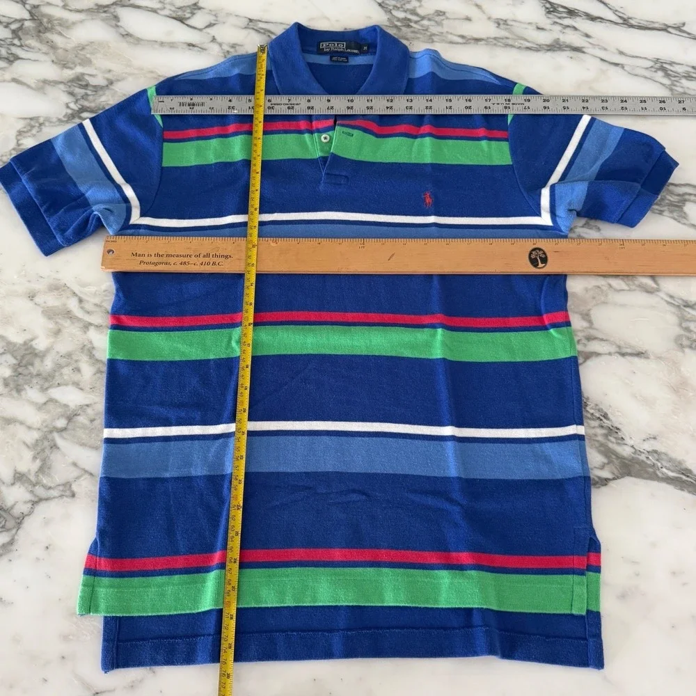 POLO Ralph Lauren Cotton Men's  Striped Polo Shirt  100%  Cotton size MED‎